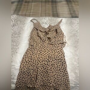 Tan Dress With Black Polka Dots